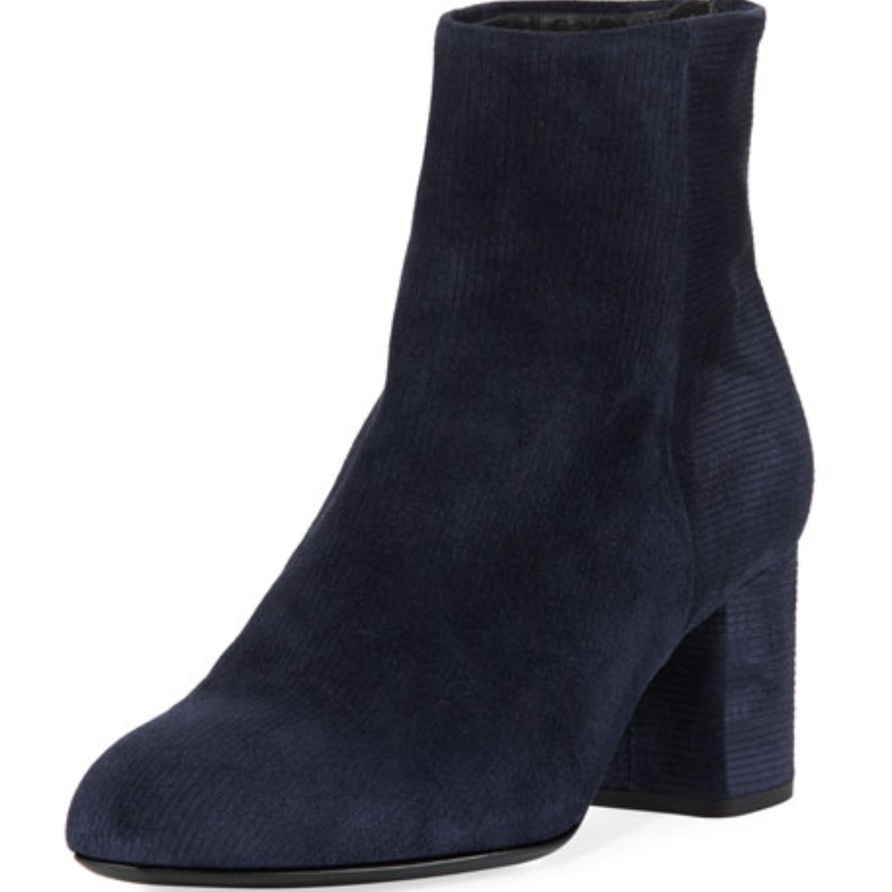 Free People Navy Blue Corduroy Block Heel Ankle Boots